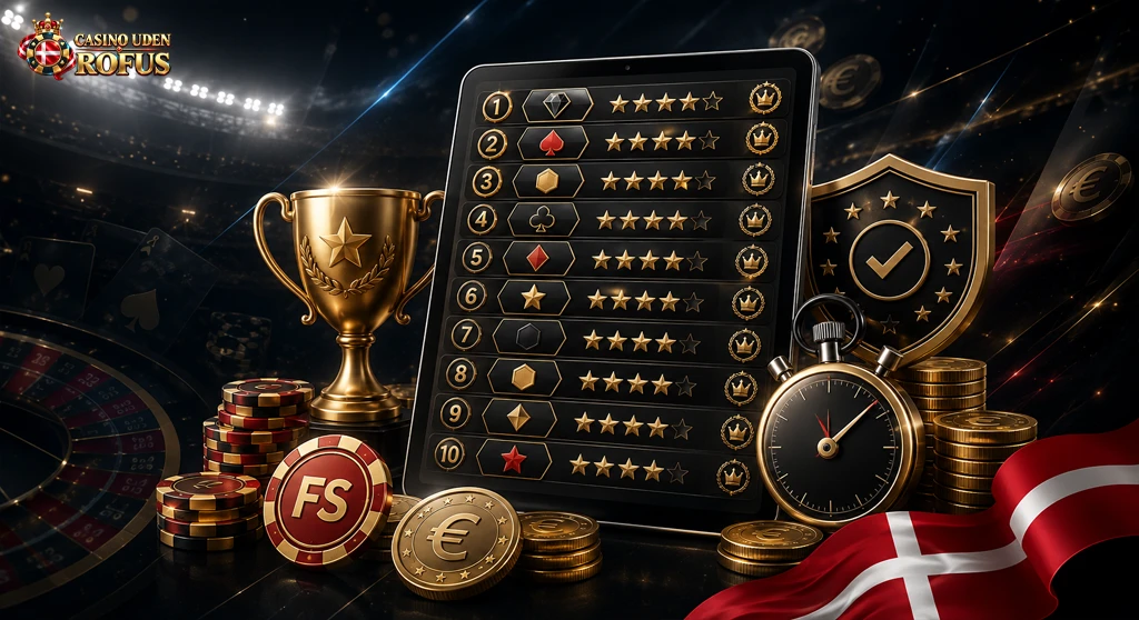 Bedste casinoer uden ROFUS med tablet, trofæ, rating, licens og bonusdetaljer